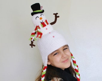 Silly Snowman Crochet Hat Pattern | Funny Snowman Crochet Hat Tutorial | Holiday Crochet Pattern | PDF Pattern