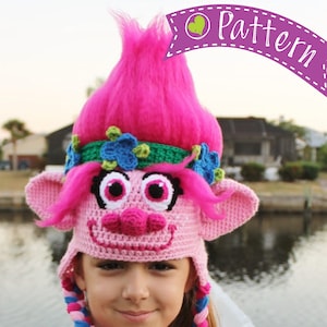 Pink Trolls Hat Crochet Pattern Princess Poppy Costume Tutorial Troll Hair Tutorial Crochet Hat Pattern for sizes 6 Months to Adult image 2