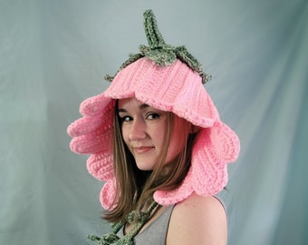 The Flower Hood Crochet Pattern | Crochet Flower Bonnet Tutorial | One Size | Teens & Adults | PDF Digital Download