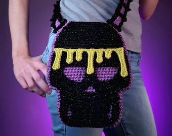 Slimy Skull Handmade Crochet Purse | Skeleton Slime Crossbody Handbag | Finished Item Ready to Ship