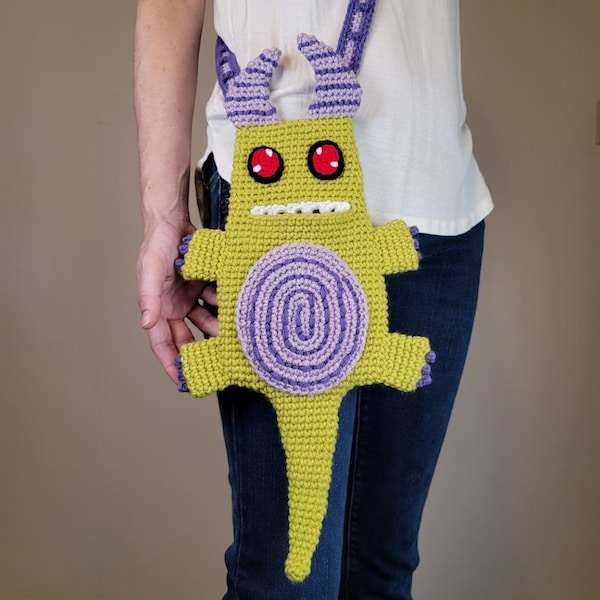 Hungry Dragon Crochet Purse Pattern | Change Colors to Make a Demon, Devil, Alien, or Monster | One Size | Cellphone Holder Pattern | PDF
