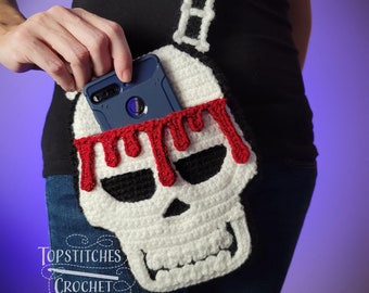 Gothic Bleeding Skull Purse Halloween Crochet Pattern PDF - Made by a Human