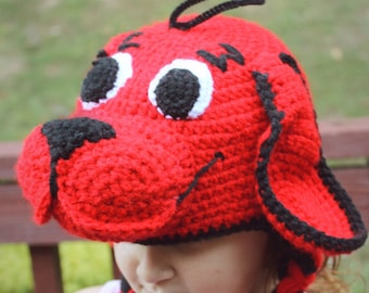 Clifford the Big Red Dog Crochet Hat Pattern | Crochet Dog Halloween Costume Tutorial | PDF Pattern