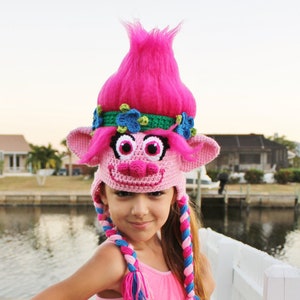 Pink Trolls Hat Crochet Pattern Princess Poppy Costume Tutorial Troll Hair Tutorial Crochet Hat Pattern for sizes 6 Months to Adult image 3