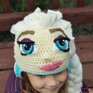 Ice Queen Elsa Crochet Hat Pattern Frozen Crochet Hat Pattern Elsa Crochet Wig Tutorial Instant PDF Pattern image 2