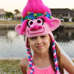 Pink Trolls Hat Crochet Pattern Princess Poppy Costume Tutorial Troll Hair Tutorial Crochet Hat Pattern for sizes 6 Months to Adult image 4