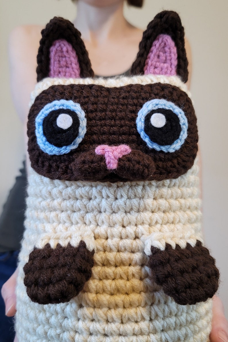 Snuggly Cat Amigurumi Pattern Kitten Crochet Pattern Kitty Plushie Pattern Siamese or Any Color Cat, Customizable Large Ami Doll PDF image 4