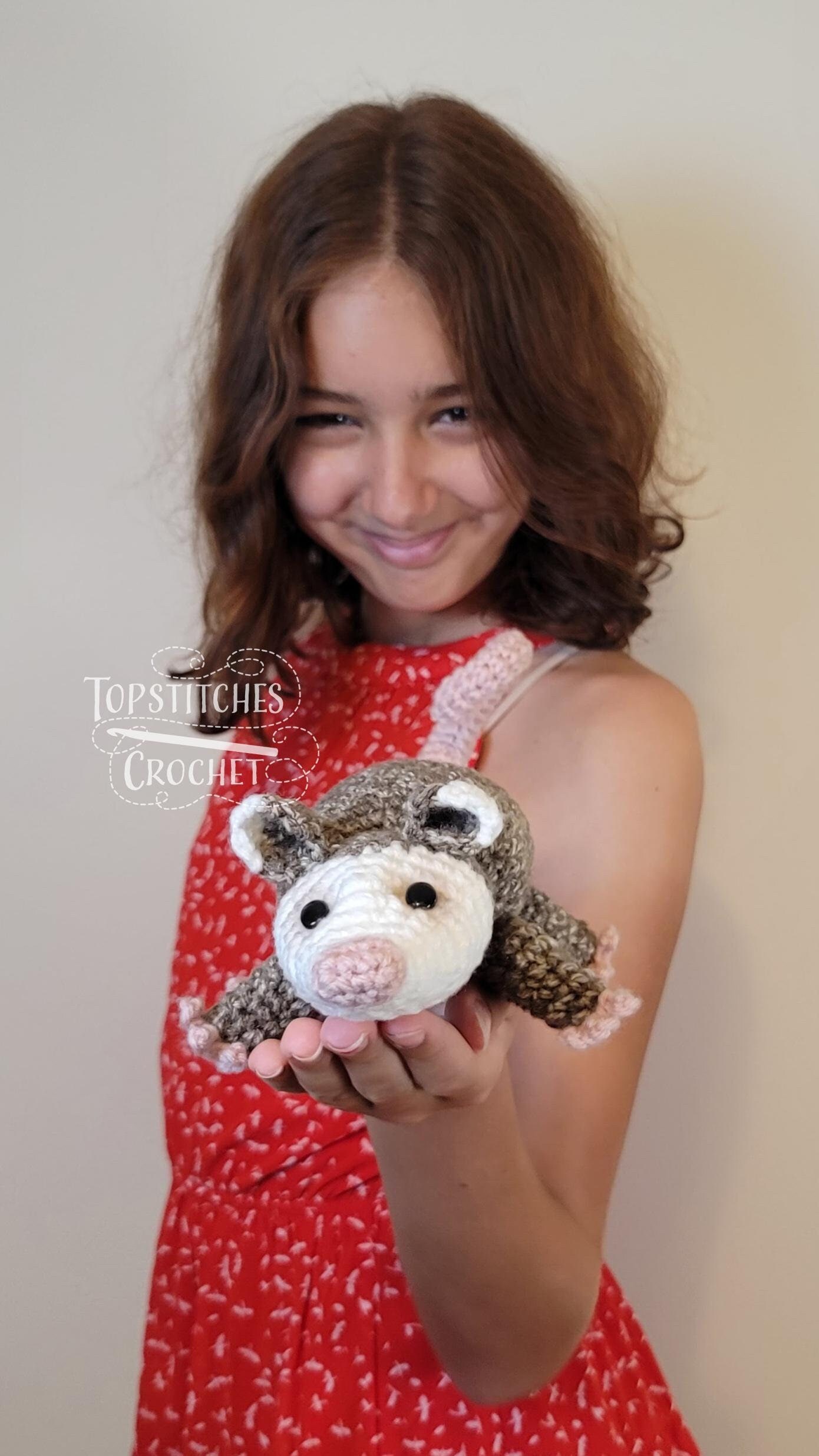 Baby Opossum with Wired Tail Amigurumi Crochet Pattern | Low-Sew | Digital Download