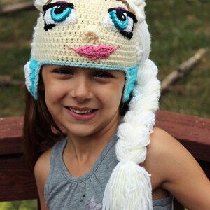 Ice Queen Elsa Crochet Hat Pattern Frozen Crochet Hat Pattern Elsa Crochet Wig Tutorial Instant PDF Pattern image 3