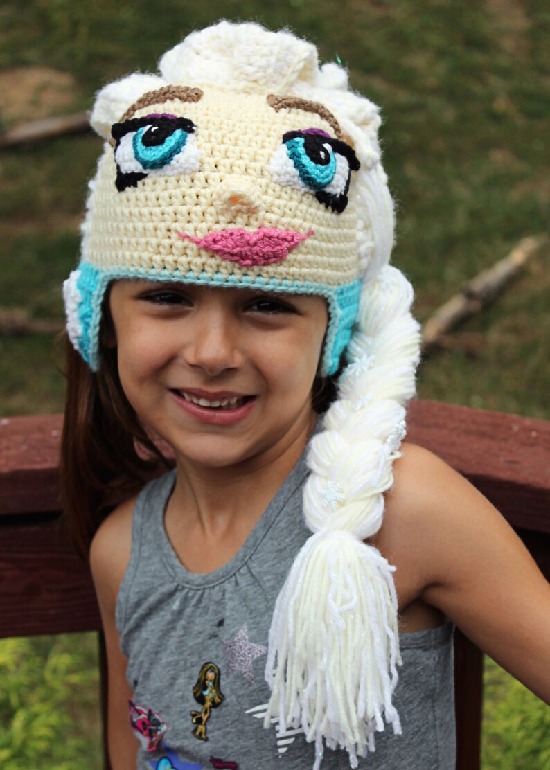 Ice Queen Elsa Crochet Hat Pattern Frozen Crochet Hat Pattern Elsa Crochet Wig Tutorial Instant PDF Pattern image 3