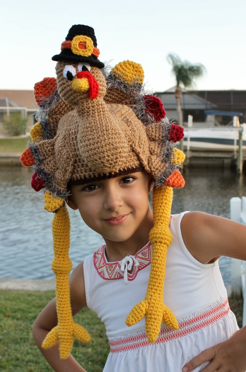 Thanksgiving Turkey Crochet Hat Pattern  Turkey in a Pilgrim image 1