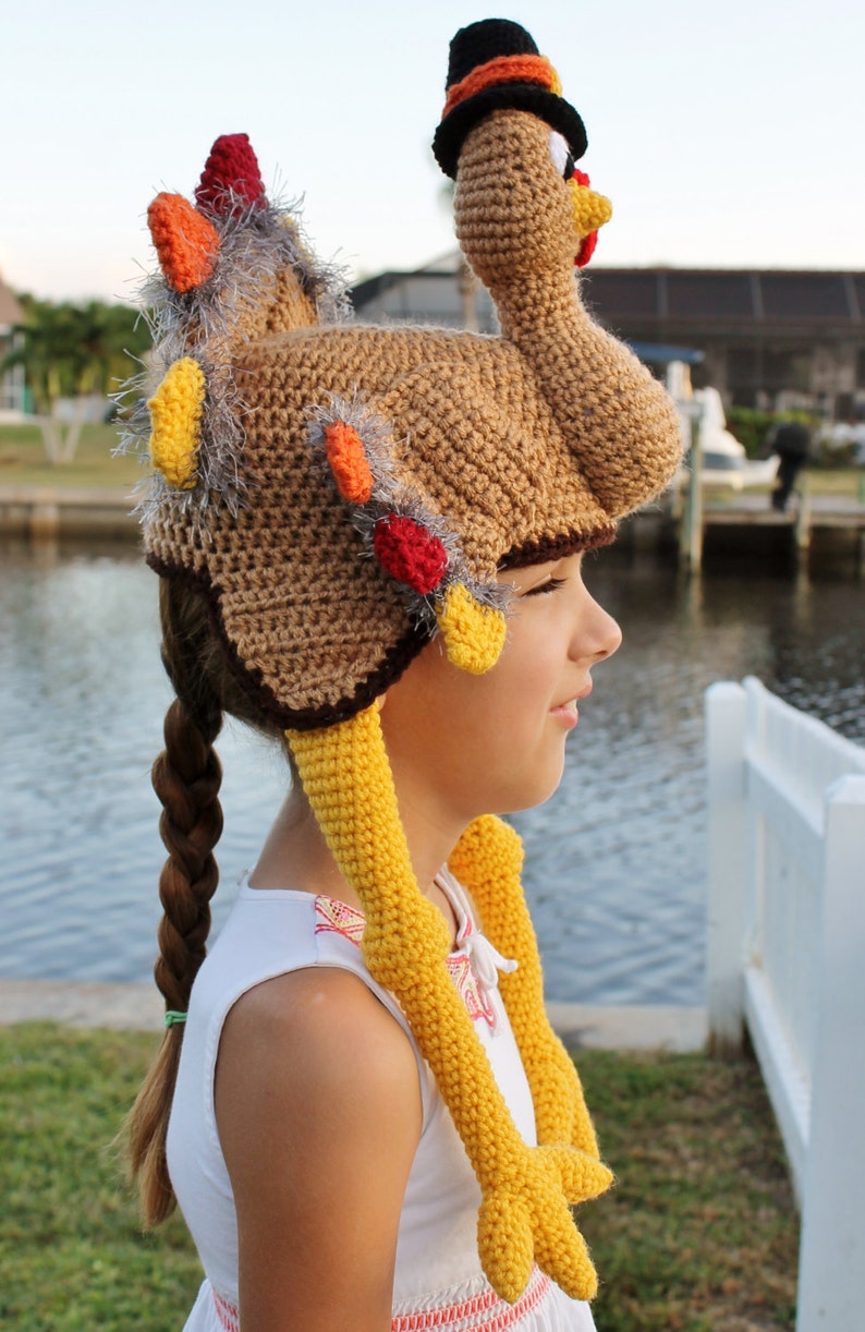 Thanksgiving Turkey Crochet Hat Pattern Turkey in a Pilgrim Hat Funny Thanksgiving Pattern for Toddlers, Kids & Adults image 5