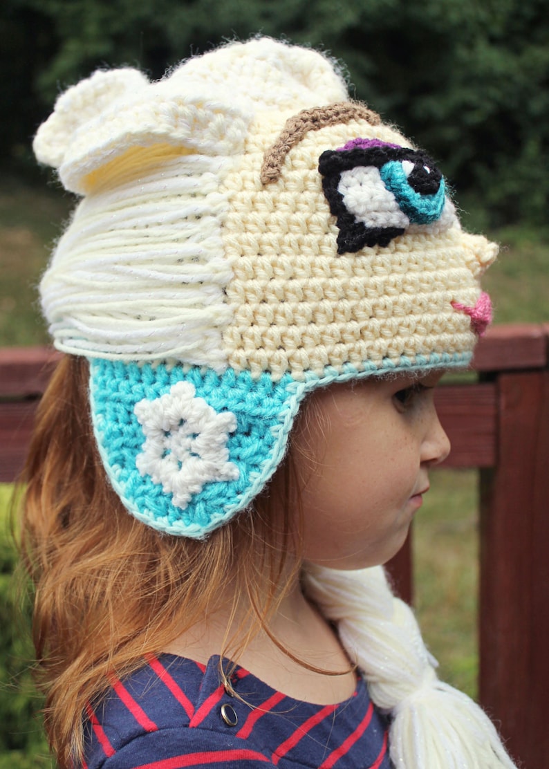 Ice Queen Elsa Crochet Hat Pattern Frozen Crochet Hat Pattern Elsa Crochet Wig Tutorial Instant PDF Pattern image 5