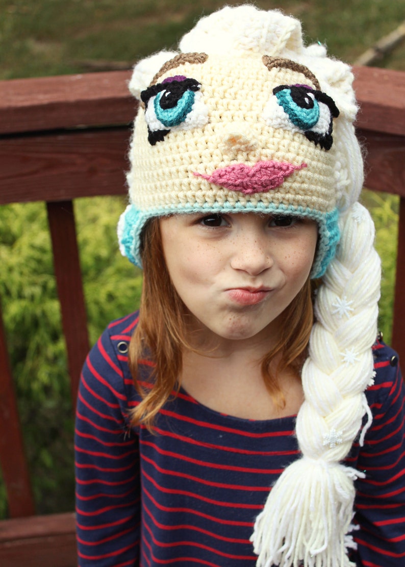 Ice Queen Elsa Crochet Hat Pattern Frozen Crochet Hat Pattern Elsa Crochet Wig Tutorial Instant PDF Pattern image 4