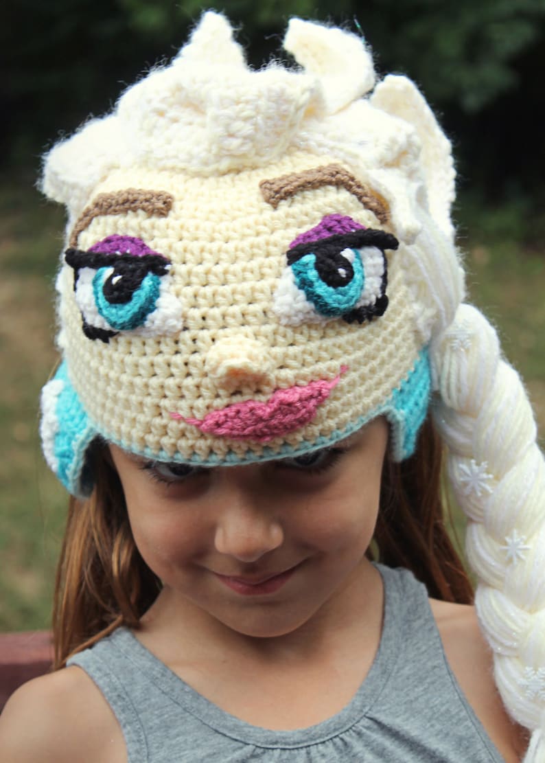 Ice Queen Elsa Crochet Hat Pattern Frozen Crochet Hat Pattern Elsa Crochet Wig Tutorial Instant PDF Pattern image 1