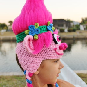 Pink Trolls Hat Crochet Pattern Princess Poppy Costume Tutorial Troll Hair Tutorial Crochet Hat Pattern for sizes 6 Months to Adult image 5