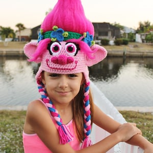 Pink Trolls Hat Crochet Pattern Princess Poppy Costume Tutorial Troll Hair Tutorial Crochet Hat Pattern for sizes 6 Months to Adult image 6