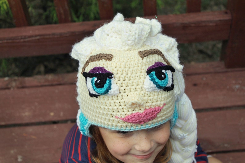 Ice Queen Elsa Crochet Hat Pattern Frozen Crochet Hat Pattern Elsa Crochet Wig Tutorial Instant PDF Pattern image 2