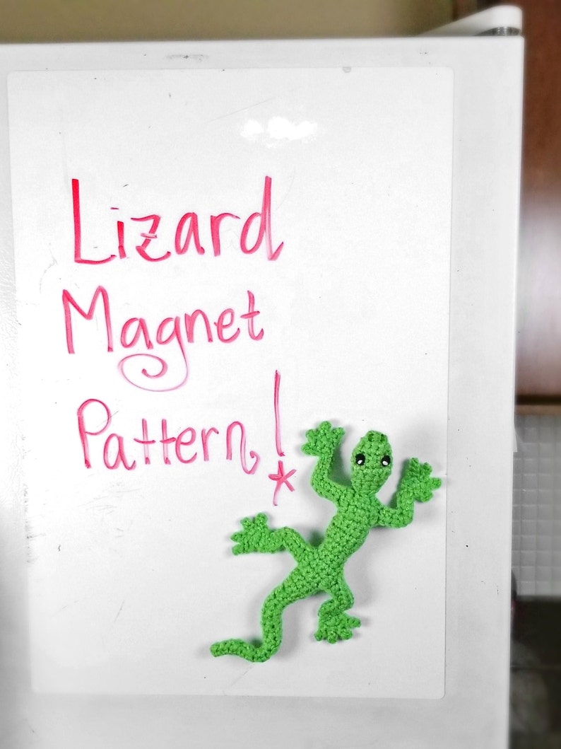 Crochet Lizard Magnet Pattern Digital Download PDF Crochet Pattern DIY Magnetic Lizard Step by Step Tutorial Bendable & Posable image 7