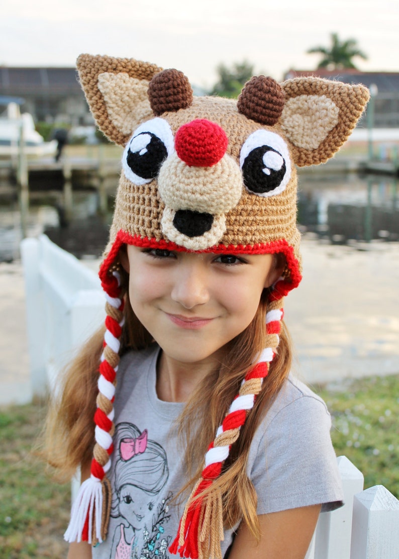 Rudolph the Red Nosed Reindeer Crochet Hat Pattern  Christmas image 0