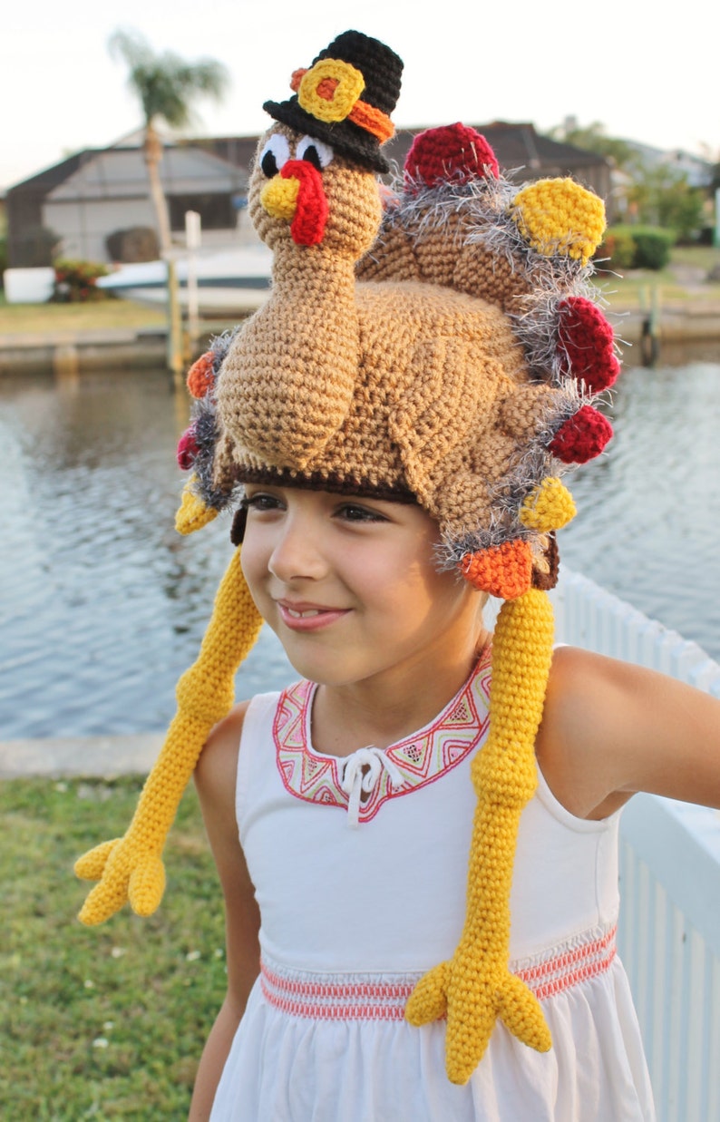 Thanksgiving Turkey Crochet Hat Pattern Turkey in a Pilgrim Hat Funny Thanksgiving Pattern for Toddlers, Kids & Adults image 4