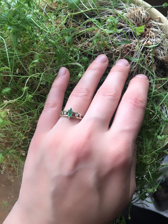 Emerald ring in silver Knack * 925 silver ring with emerald and 2 zirconia *