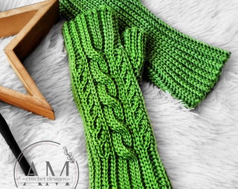 CROCHET PATTERN- ALPINA Knit-look Cabled Mittens, Gloves, Textured, Ribbed, Geometrical, Set with Beanie