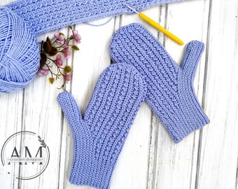 CROCHET PATTERN- LAVENDER knit-look mittens,gloves,textured,ribbed,adult,teens,woman,girl,fall,winter,instant download,tutorial