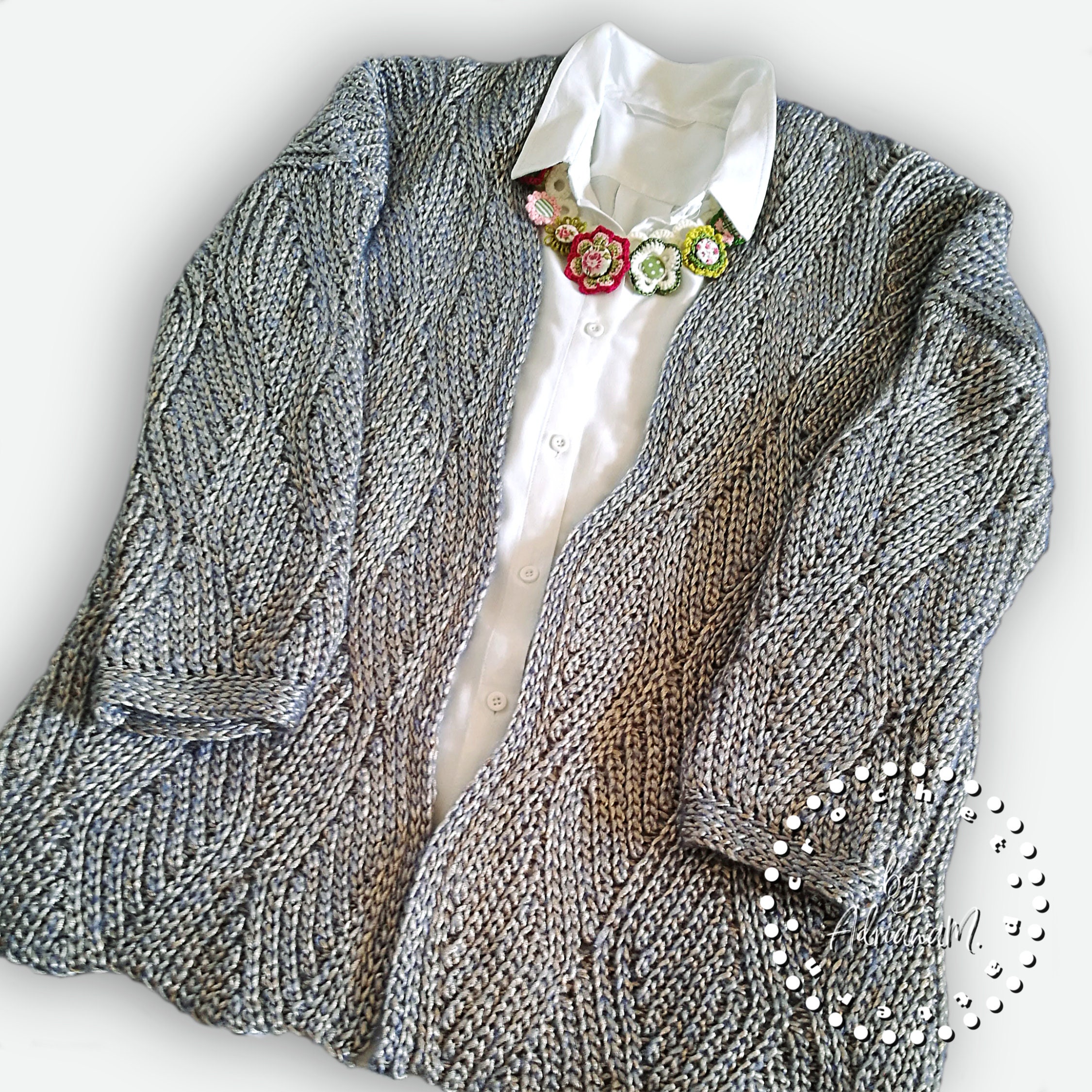 CROCHET PATTERN- Waves of Love Cardigan,knit-look,ribbed
