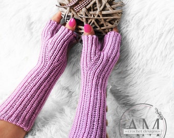 CROCHET PATTERN- SIMPLE Knit-look Mittens, Gloves, Textured, Ribbed, Geometrical