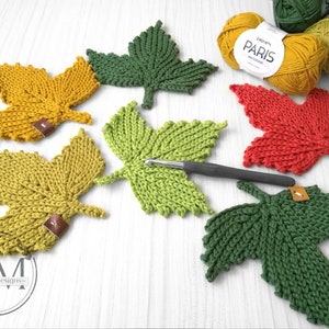 C R O C H E T  PATTERN- knit look LEAVES,coaster,leftover yarns,home decor,diy,textured,decorative,seasonal,fall,decoration,table