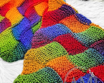 CROCHET PATTERN- Brioche Dream Knit-look REVERSIBLE Stitchery , Scarf, Shawl, Blanket, Variegated Yarn
