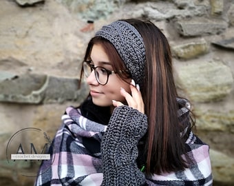 CROCHET PATTERN- cables knit-look headband,ear warmer,textured,ribbed,adult,teens,woman,girl,fall,winter,tutorial