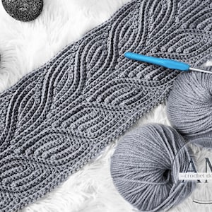 CROCHET PATTERN- LAUREL #2 leafy stitchery for any rectangular pieces,scarf,shawl,cushion cover,blanket,textured,ribbed,twists,knit-look