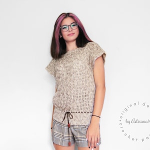 Crochet pattern- knit-look summer BREEZY TOP,jumper,pullover,loose fit,adult,woman,teen,winter,small to plus sizes,lace,textured,ribbing