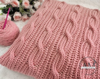 100% C R O C H E T  PATTERN- knit look 3D cables cushion covers,knit look,home decor,diy,textured,decorative,pillow