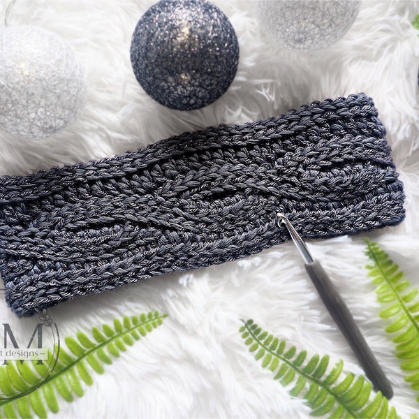 CROCHET PATTERN- cables knit-look headband,ear warmer,textured,ribbed,adult,teens,woman,girl,fall,winter,tutorial