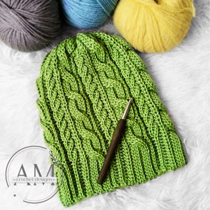 CROCHET PATTERN- ALPINA cabled beanie, hat,cables,textured,ribbed,adult,teens,woman,men,unisex,fall,winter,tutorial