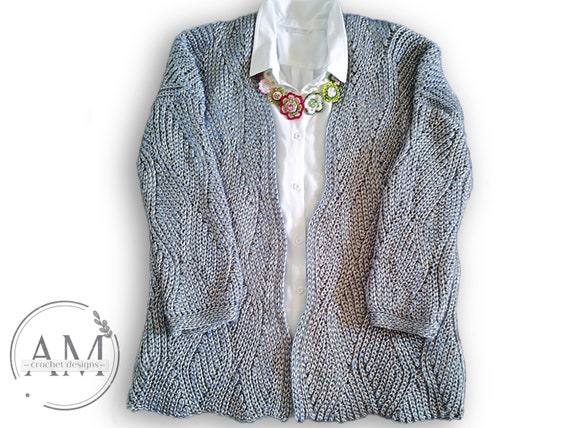 CROCHET PATTERN- Waves of Love Cardigan,knit-look,ribbed