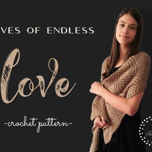 CROCHET PATTERN- Waves of Endless Love Knit-look REVERSIBLE Stitchery, Scarf, Shawl, Blanket, Textured, Ribbed