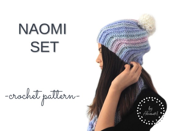 CROCHET PATTERN NAOMI Beanie & Cowl Set,hat,infinity Scarf,swirl,twisted,texture,ribbed,adult,teen,woman,winter,medium  Yarn,quick,knit Look -  Australia