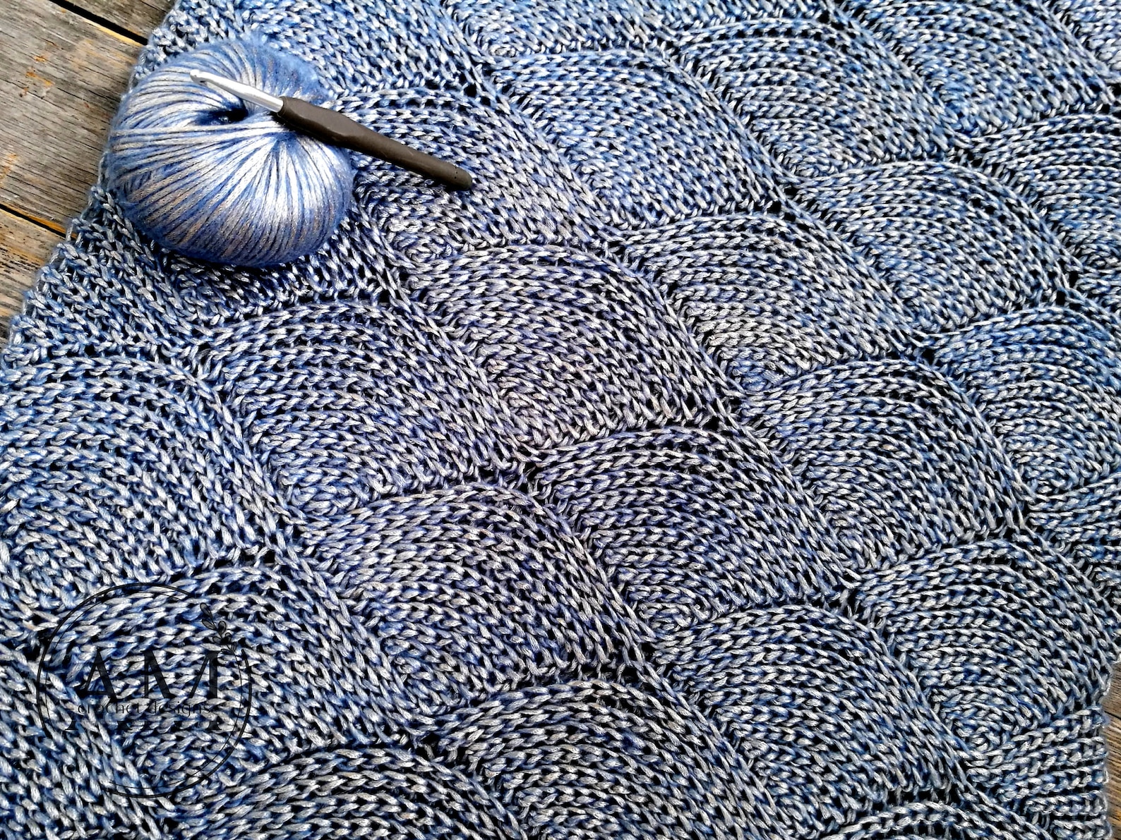 Crochet Pattern- OCEAN WAVES Knit-look Reversible Stitchery, Shawl ...