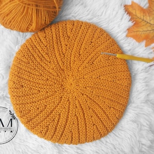 CROCHET PATTERN- ANNABELLA knit-look beret,hat,textured,ribbed,geometrical,adult,teens,woman,men,fall,winter,casual,beanie
