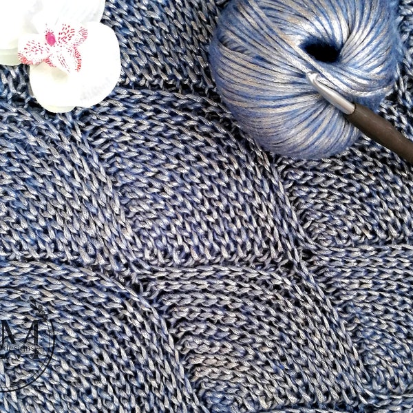 Crochet pattern- OCEAN WAVES Knit-look Reversible Stitchery, Shawl, Cowl, Scarf, Blanket, Any Rectangular Pieces, Textured, Ribbed