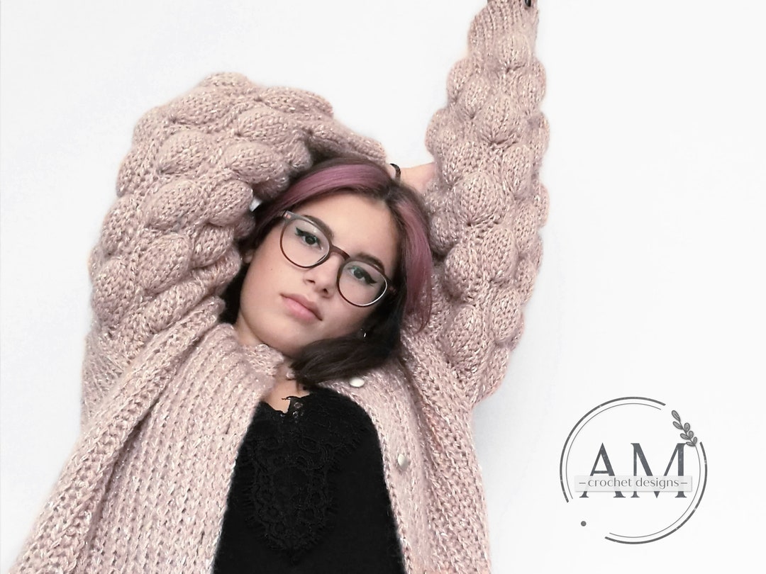 Crochet Pattern- Knit-look BOBBLES Cardigan,jumper,pullover,loose