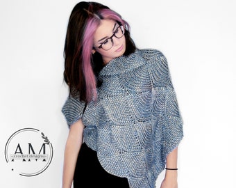 Crochet pattern- OCEAN WAVES Knit-look Shawl, Cowl, Scarf, Cushion Cover, Blanket, Any Rectangular Pieces, Textured, Ribbed, Stitchery