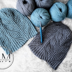 CROCHET PATTERN- LAUREL knit-look slouchy cropped beanie,hat,geometrical,textured,ribbed,adult,teens,woman,fall,winter,tutorial,cables