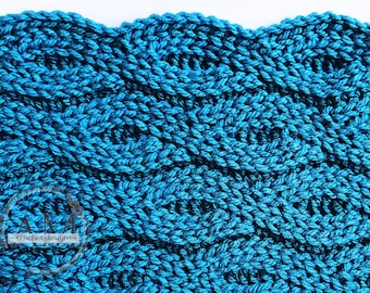 CROCHET PATTERN- MONTANA Knit-look Cabled Blanket, Textured, Ribbed, Stitchery