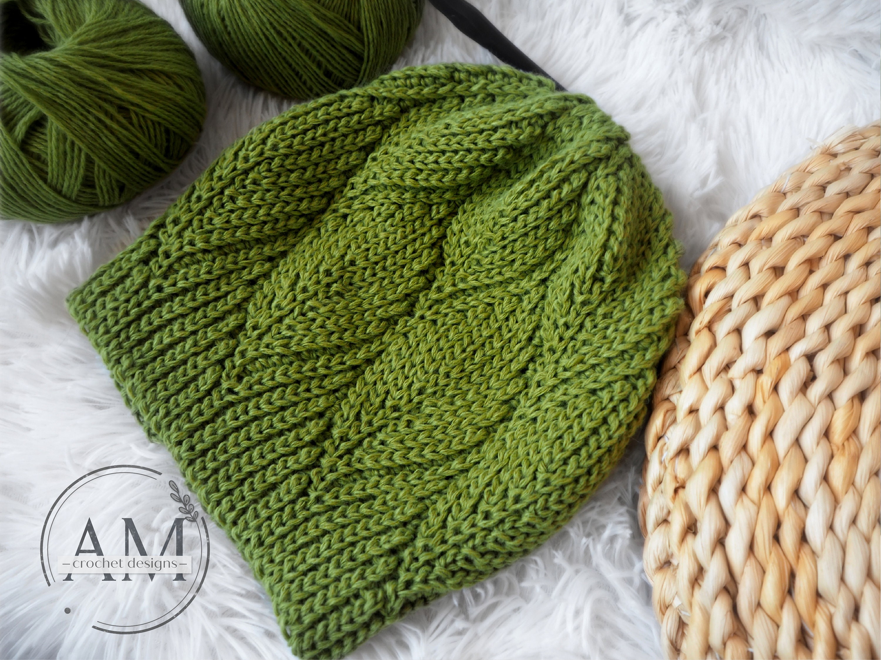CROCHET PATTERN LEAFY Knit-look Slouchy 