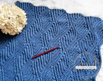 CROCHET PATTERN- Waves of Endless Love #2 Knit-look REVERSIBLE Stitchery for Rectangular Pieces, Scarf, Shawl, Blanket, Textured, Ribbed